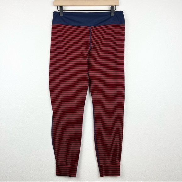 PATAGONIA Capilene 1 Base Layer Legging Pants, Red and Navy Stripes, Size Large - Picture 2 of 4